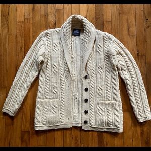 Pure wool Irish Aran cardigan sweater Size Small